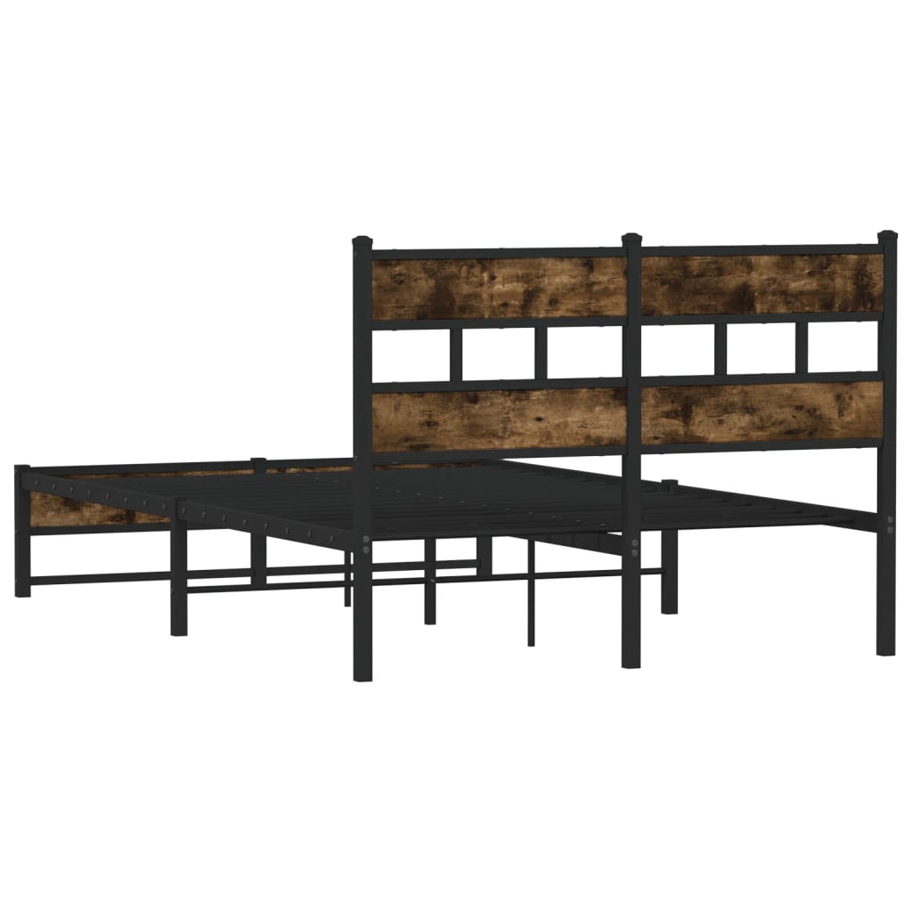 Metal Bed Frame without Mattress Smoked Oak 120x190 cm Small Double
