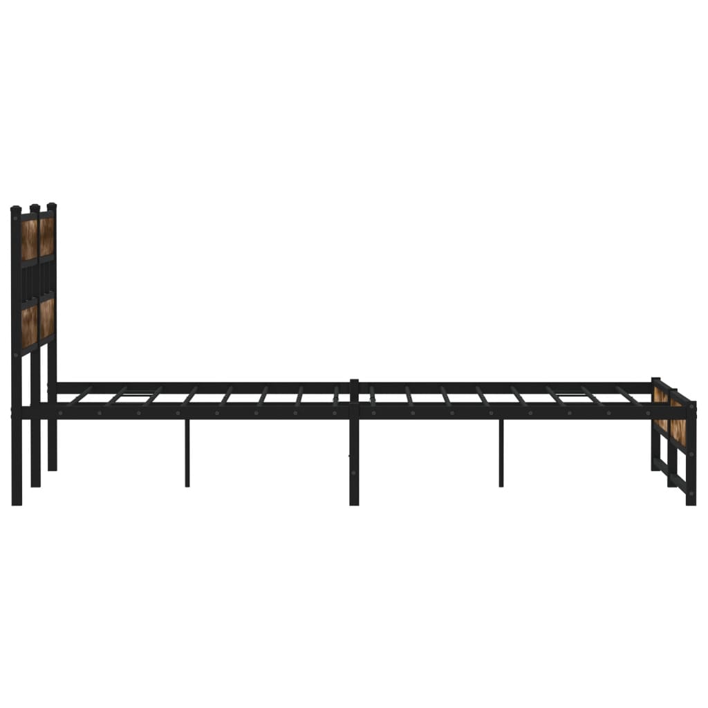 Metal Bed Frame without Mattress Smoked Oak 135x190 cm Double