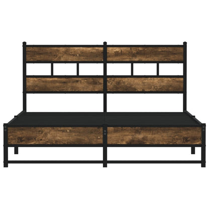 Metal Bed Frame without Mattress Smoked Oak 160x200 cm