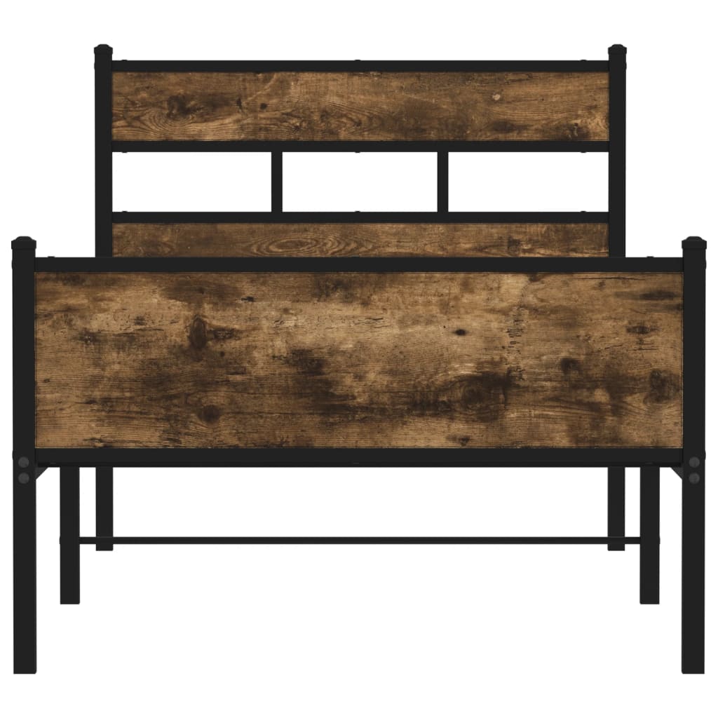 Bed Frame without Mattress Smoked Oak 90x200 cm Engineered Wood