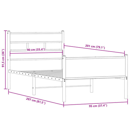 Bed Frame without Mattress Smoked Oak 90x200 cm Engineered Wood