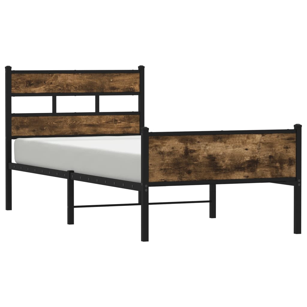 Bed Frame without Mattress Smoked Oak 100x190 cm Engineered Wood
