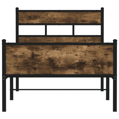 Bed Frame without Mattress Smoked Oak 100x190 cm Engineered Wood