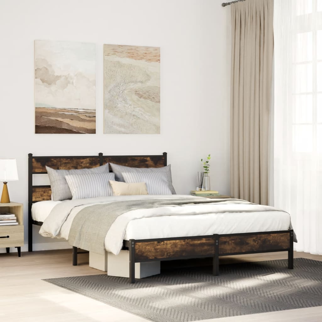 Bed Frame without Mattress Smoked Oak 100x190 cm Engineered Wood