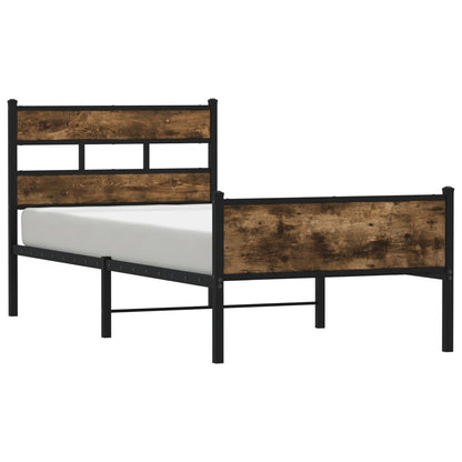 Bed Frame without Mattress Smoked Oak 107x203 cm Engineered Wood