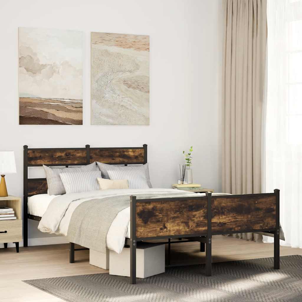 Bed Frame without Mattress Smoked Oak 120x200 cm Engineered Wood