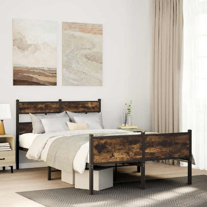Bed Frame without Mattress Smoked Oak 120x200 cm Engineered Wood