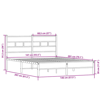 Bed Frame without Mattress Sonoma Oak 140x200 cm Engineered Wood