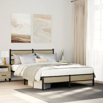 Bed Frame without Mattress Sonoma Oak 140x200 cm Engineered Wood