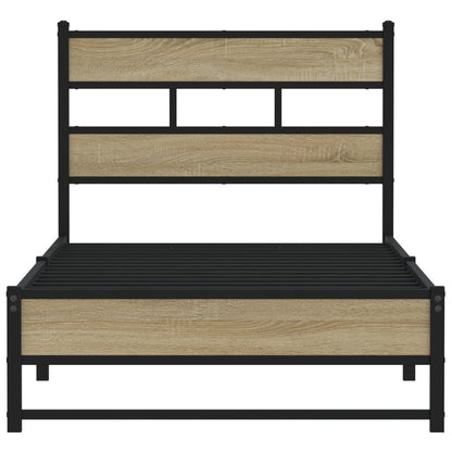 Metal Bed Frame without Mattress Sonoma Oak 75x190 cm Small Single