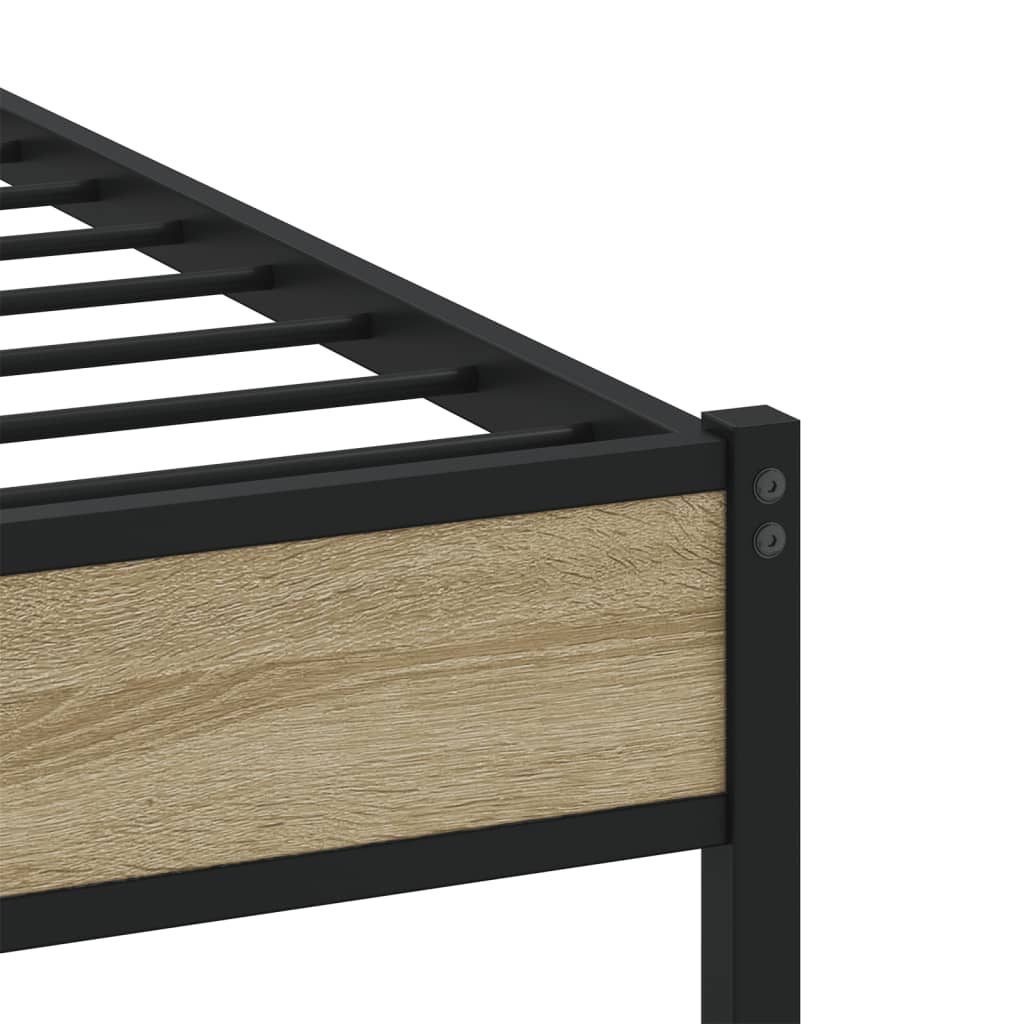 Metal Bed Frame without Mattress Sonoma Oak 75x190 cm Small Single