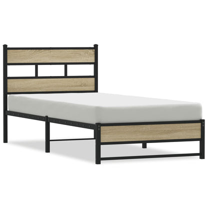 Metal Bed Frame without Mattress Sonoma Oak 80x200 cm