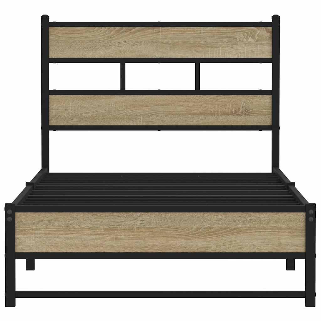 Metal Bed Frame without Mattress Sonoma Oak 90x190 cm Single