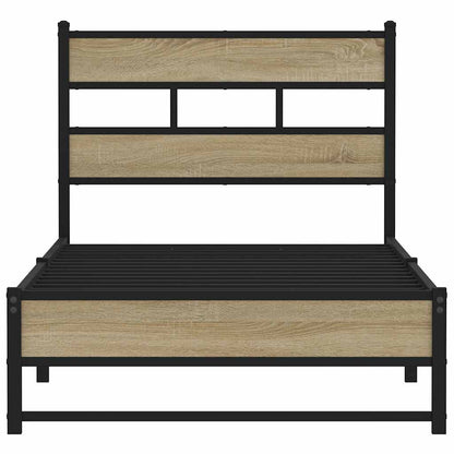 Metal Bed Frame without Mattress Sonoma Oak 90x190 cm Single
