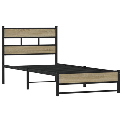 Metal Bed Frame without Mattress Sonoma Oak 90x200 cm