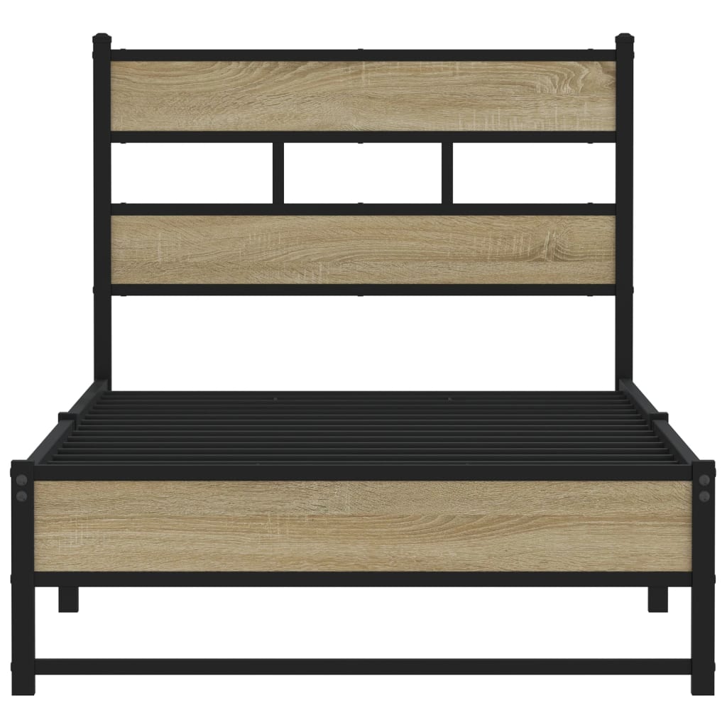 Metal Bed Frame without Mattress Sonoma Oak 90x200 cm