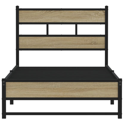 Metal Bed Frame without Mattress Sonoma Oak 90x200 cm