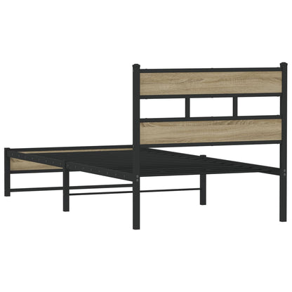 Metal Bed Frame without Mattress Sonoma Oak 90x200 cm