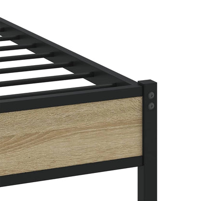 Metal Bed Frame without Mattress Sonoma Oak 90x200 cm