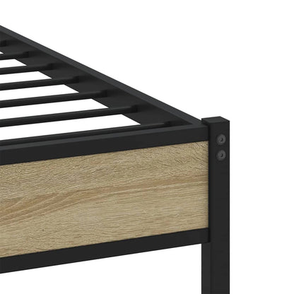 Metal Bed Frame without Mattress Sonoma Oak 100x200 cm