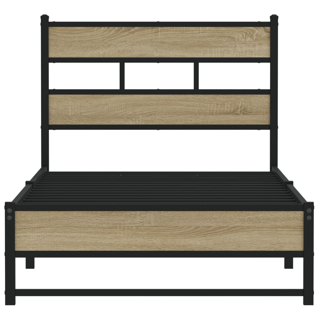 Metal Bed Frame without Mattress Sonoma Oak 107x203 cm