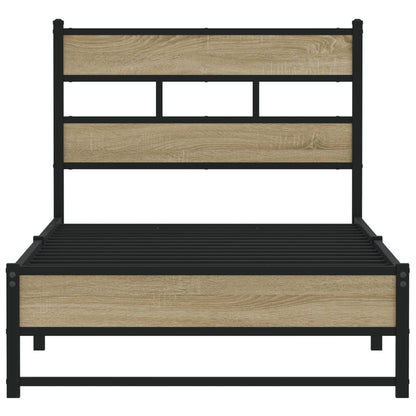 Metal Bed Frame without Mattress Sonoma Oak 107x203 cm