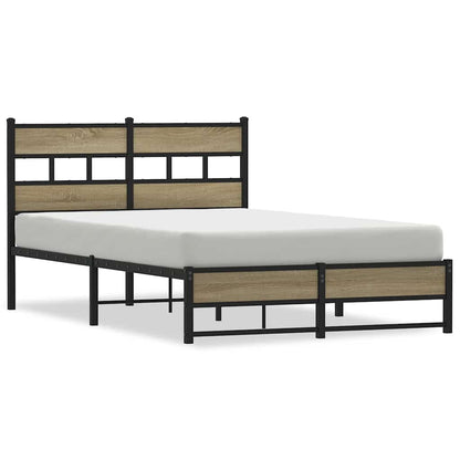 Metal Bed Frame without Mattress Sonoma Oak 120x200 cm