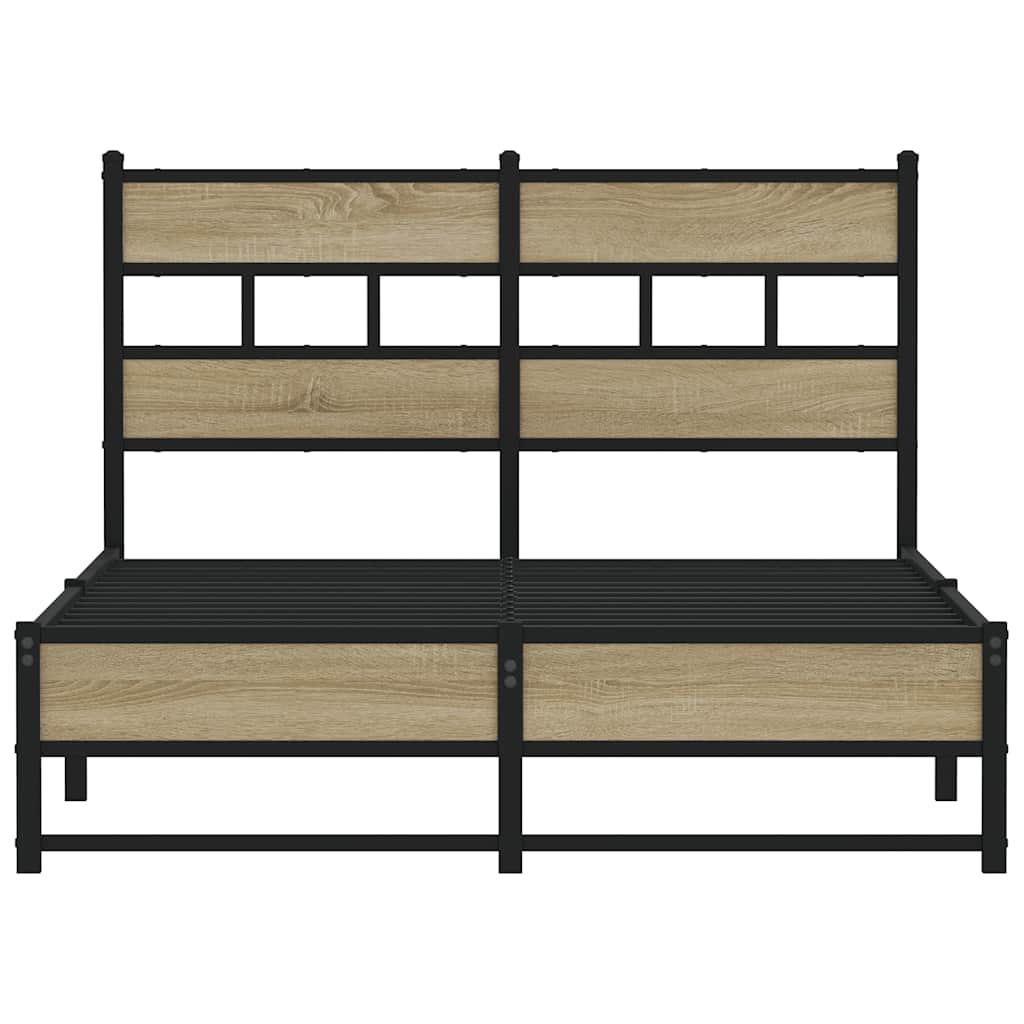 Metal Bed Frame without Mattress Sonoma Oak 120x200 cm