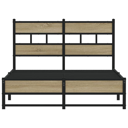 Metal Bed Frame without Mattress Sonoma Oak 120x200 cm