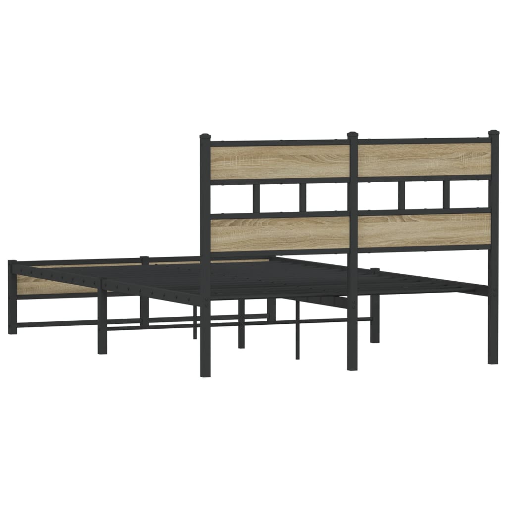 Metal Bed Frame without Mattress Sonoma Oak 120x200 cm