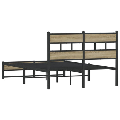 Metal Bed Frame without Mattress Sonoma Oak 120x200 cm