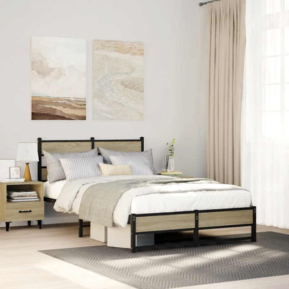 Metal Bed Frame without Mattress Sonoma Oak 120x200 cm