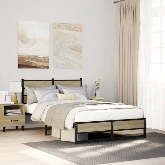Metal Bed Frame without Mattress Sonoma Oak 120x200 cm
