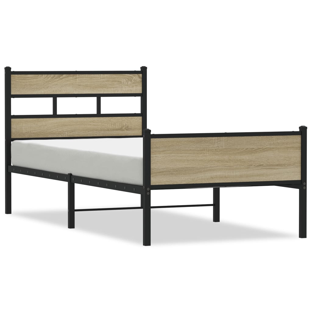 Bed Frame without Mattress Sonoma Oak 100x200 cm Engineered Wood
