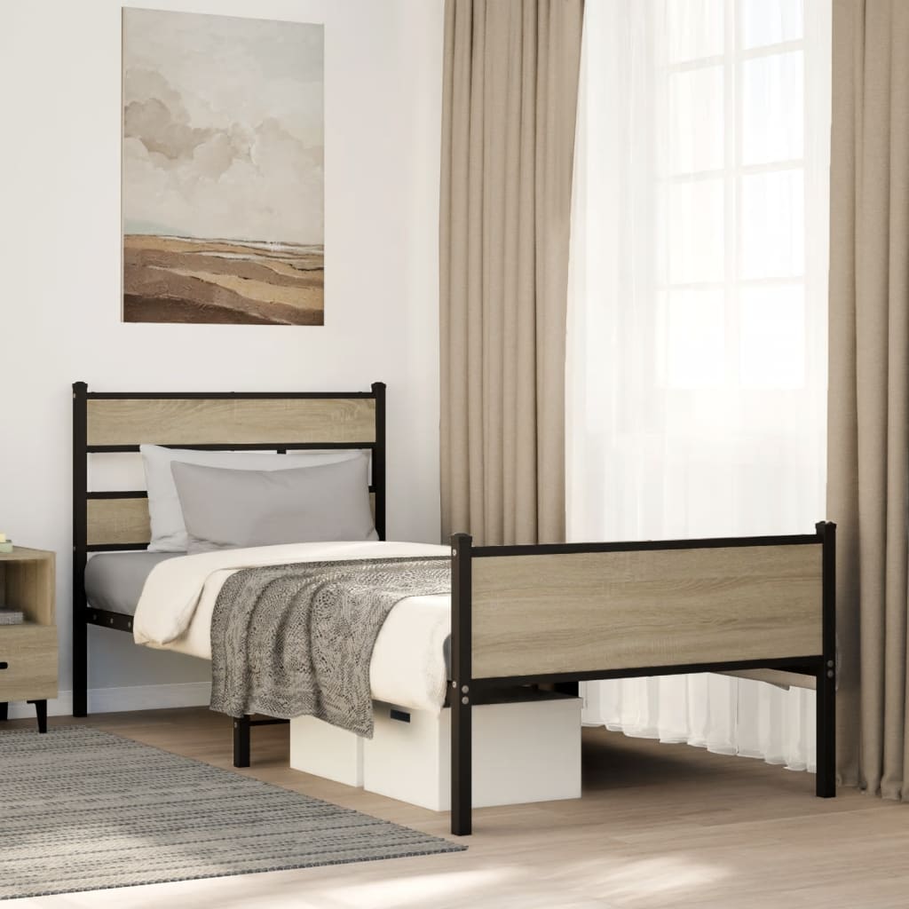 Bed Frame without Mattress Sonoma Oak 100x200 cm Engineered Wood