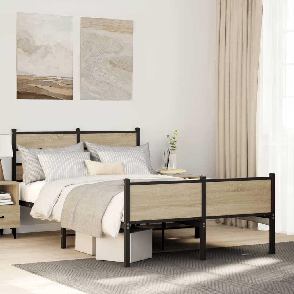 Bed Frame without Mattress Sonoma Oak 120x200 cm Engineered Wood