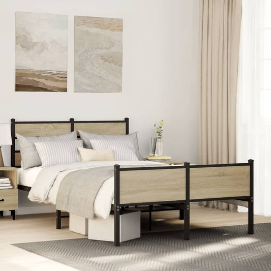 Bed Frame without Mattress Sonoma Oak 120x200 cm Engineered Wood