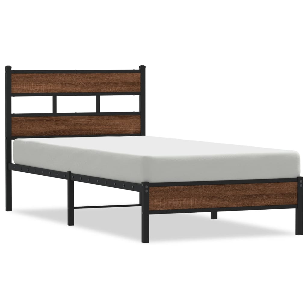 Bed Frame without Mattress Brown Oak 100x190 cm Engineered Wood