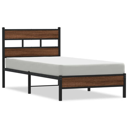Bed Frame without Mattress Brown Oak 100x190 cm Engineered Wood