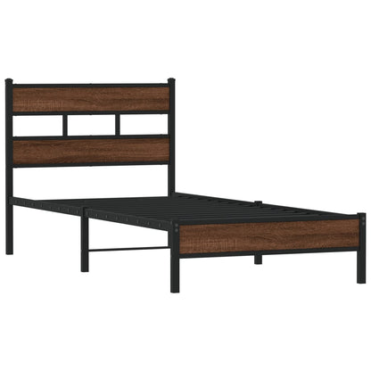 Bed Frame without Mattress Brown Oak 100x190 cm Engineered Wood