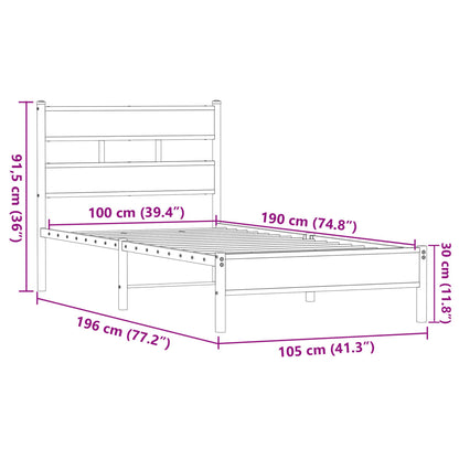 Bed Frame without Mattress Brown Oak 100x190 cm Engineered Wood