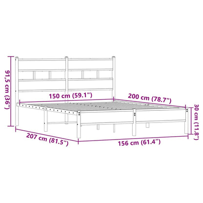 Bed Frame without Mattress Brown Oak 150x200 cm King Size Engineered Wood
