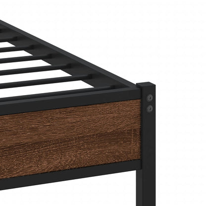 Metal Bed Frame without Mattress Brown Oak 100x190 cm