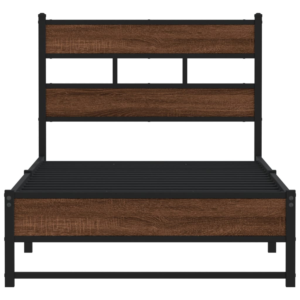 Metal Bed Frame without Mattress Brown Oak 100x200 cm