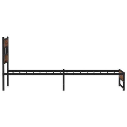 Metal Bed Frame without Mattress Brown Oak 100x200 cm
