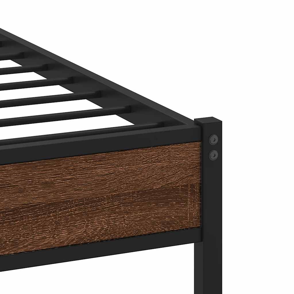 Metal Bed Frame without Mattress Brown Oak 100x200 cm