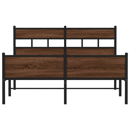 Bed Frame without Mattress Brown Oak 150x200 cm King Size Engineered Wood