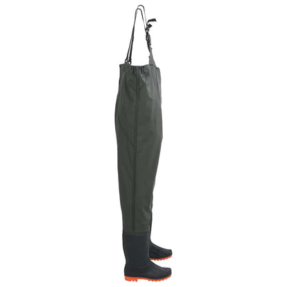 Chest Waders with Boots Dark Green Size 46