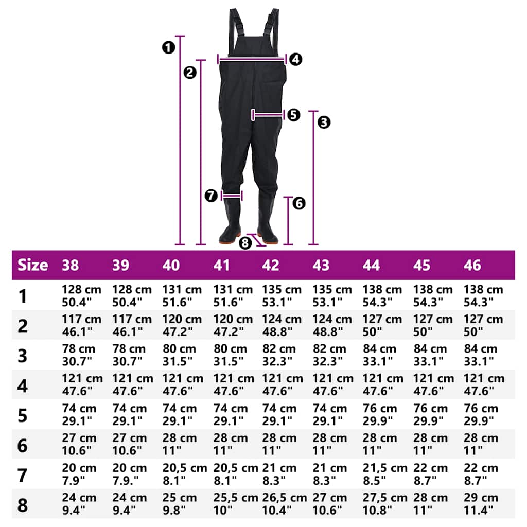 Chest Waders with Boots Black Size 41