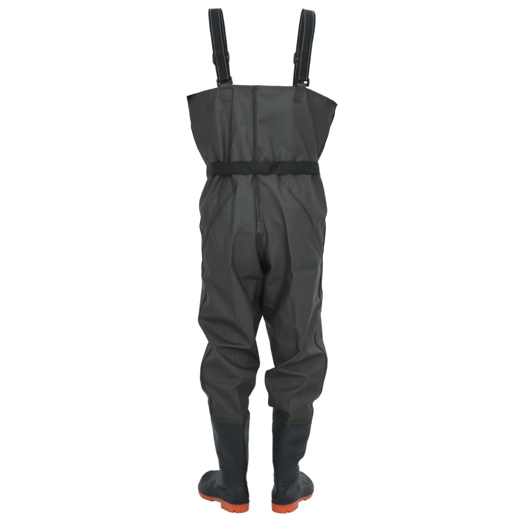 Chest Waders with Boots and Belt Dark Green Size 39